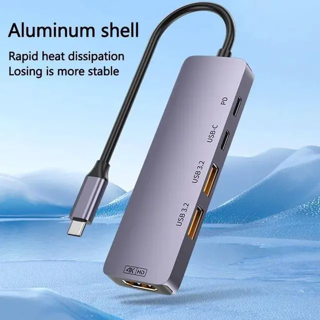 Alt view image 7 of 7 - LUOM 5-in-1 USB 3.2 10Gbps Hub with 2 USB A 3.2 Ports, USB C 3.2 Gen 2, 4K@60Hz HDMI, 140W Power Delivery, USB Splitter, for MacBook Air/Pro, iPhone 15, iPad Pro, Surface and More