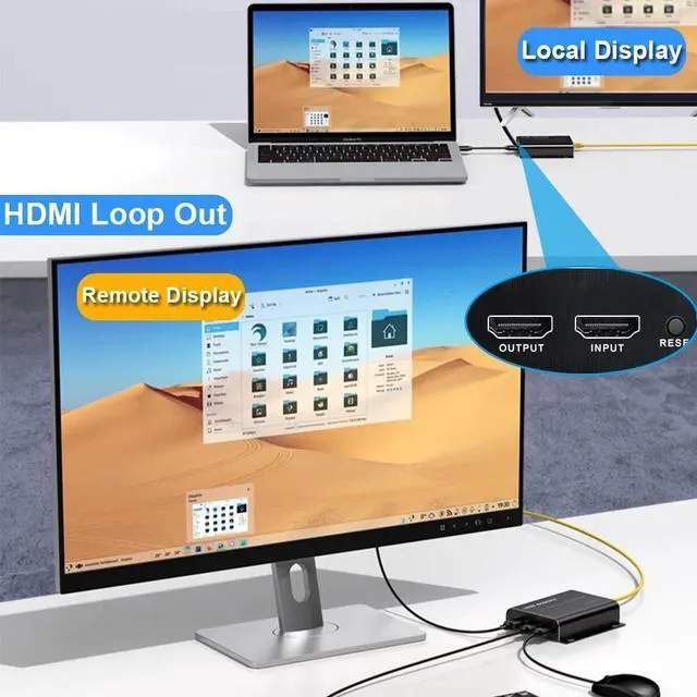 Alt view image 4 of 7 - LUOM HDMI KVM Fiber Extender Video Resolution Up to 4K@60Hz HDMI to Fiber Converter Transmission Distance Over LC Single Mode Fiber Optic Up to 20km 10Gbps Support USB Mouse Keyboard KVM