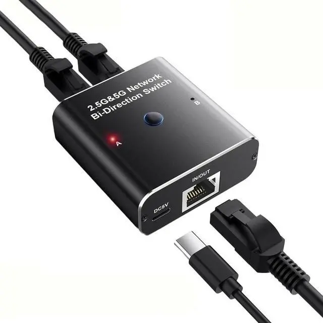Main image of LUOM 2.5G/5G RJ45 Network Ethernet Bi-Directional Switch Adapter, Ethernet Selector Suitable Super Cat5-8, Cmpatible with ADSL, Hubs, TVs, Set-top Boxes, Routers, Wireless Devices, Computers