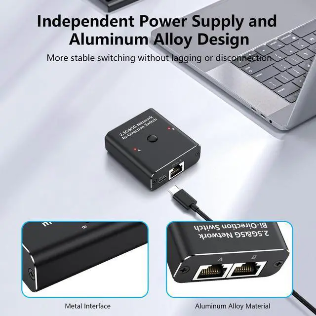 Alt view image 6 of 7 - LUOM 2.5G/5G Gigabit RJ45 Network Switch Adapter Bi-Directional, RJ45 1 to 2 Port Dual Female Socket Ethernet Connector Extender Plug LAN Network Cable for Cat5, Cat5e, Cat6, Cat7, Cat8