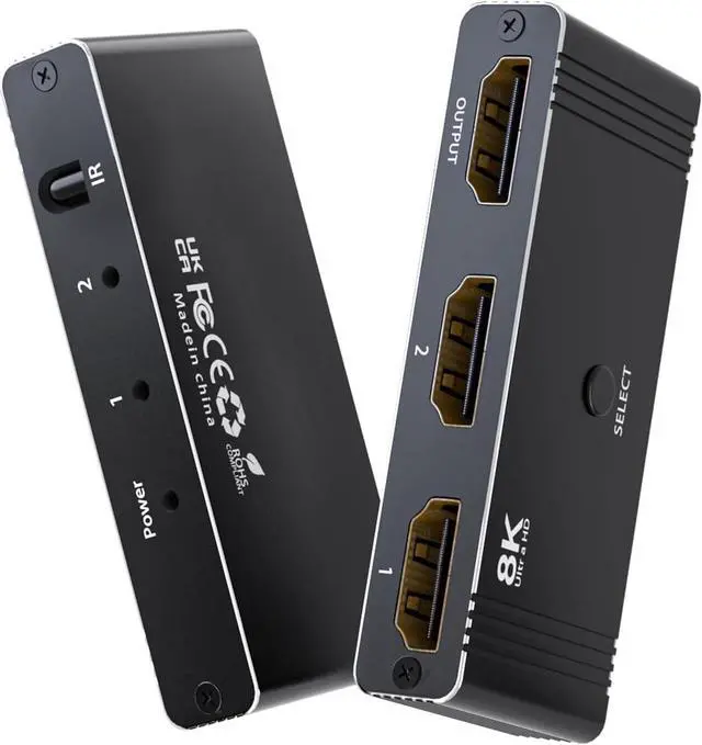 Main image of LUOM HDMI 2.1 Switch 8K@60Hz, Bi-Directional HDMI Switcher 4K@120Hz, Aluminum HDMI Splitter 2 in 1 Out 48Gbps Ultra HD VRR, Dynamic HDR, HDCP 2.3 Compatible with Xbox Series X PS5 Fire Stick