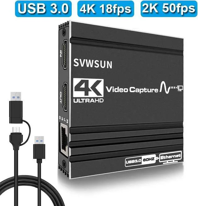 Main image of 4K Capture Card, Video Capture Card 1080P 60FPS,HDMI Capture Card Switch with Microphone, Game Capture Card USB 3.0 for Live Streaming Video Recording, Screen Capture Device Work with PS4/PC/OBS/DSLR