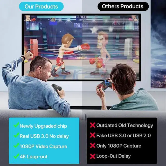 Alt view image 5 of 7 - 4K Capture Card, Video Capture Card 1080P 60FPS,HDMI Capture Card Switch with Microphone, Game Capture Card USB 3.0 for Live Streaming Video Recording, Screen Capture Device Work with PS4/PC/OBS/DSLR