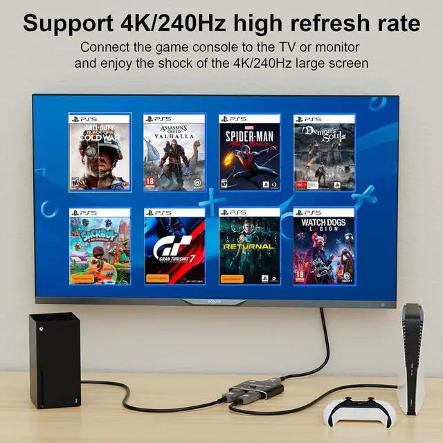 Alt view image 3 of 7 - LUOM 16K Displayport 2.0 Switch, Bi-Directional 1in 2 Out or 2in 1out DP 2.0 Switcher Converter Supports 16K@60Hz 8K@60hz 4K@240hz for Dual DP Sources or Displays