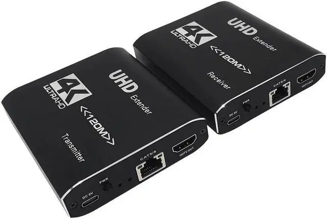 Main image of LUOM 393ft/120m HDMI Extender Over Cat 5e/6/7, 4K HDMI Ethernet Extender Balun Adapter with Power Supply, Support 3D, IR, HDMI1.4, HDCP1.4 , Deep Color, Compatible with DVD, Fire Stick, PS4, HDTV