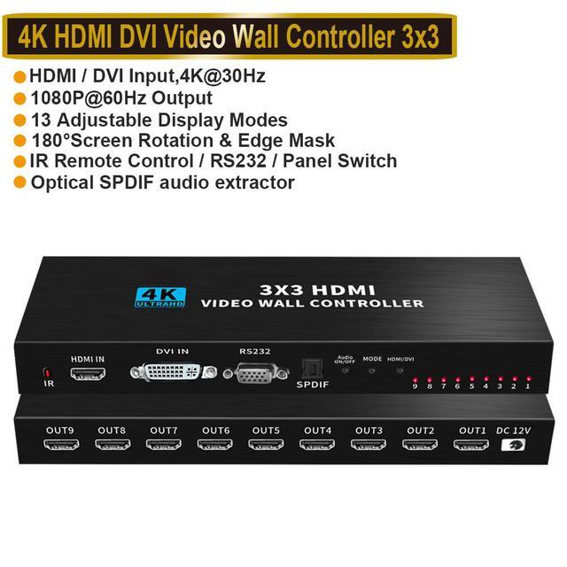 thumbnail image 2 of 2x2 Video Wall Controller - 1080P@60Hz HDMI Splitter With 8 Display Modes & RS232 Control 2 of 4
