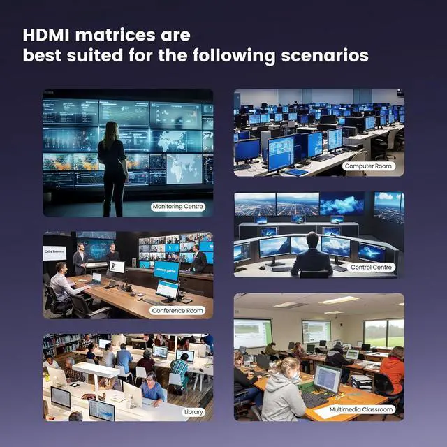 Alt view image 7 of 7 - LUOM HDMI Matrix Switch 8x8 4K - 60Hz YUV 4:4:4/RGB with RS232, IR, 18Gbps, HDPC1.4/2.2, HDMI2.0, 3D,EDID,ARC,CES, OZJ8