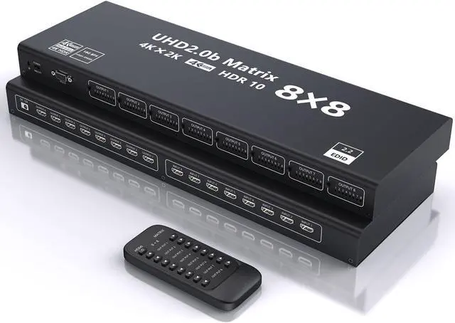 Main image of LUOM 4K@60Hz 8x8 HDMI Matrix Switch, Video Matrix 8 in 8 Out Seamless Switcher&Splitter Combined 3 Modes with Charging Head IR Remote Support HDMI2.0 RGB888/YUV444 RS232 Panel Key HDCP2.2 HDR10 3D