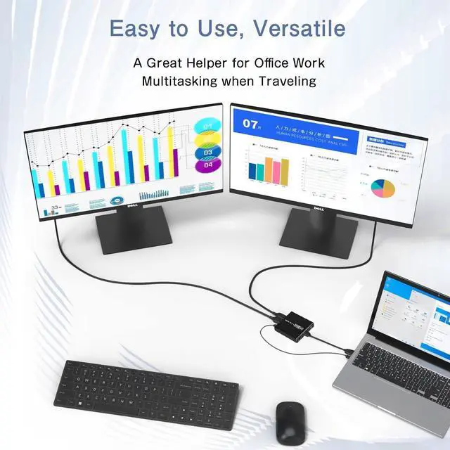 Alt view image 6 of 7 - LUOM DisplayPort to Dual DisplayPort Adapter (4K@144Hz) Display Port 1 in 2 Out Splitter with Audio Extractor for Dual Monitor Extended Display, MST DP to 2 DP Adapter for PC, Graphics Card