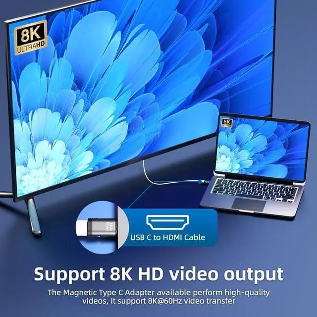 Alt view image 6 of 7 - LUOM Straight USB C Magnetic Adapter (40Gbps 240W 8K60Hz), USB4.0 Type C Connector with PD 240W Charge and 40Gbps Data Transfer Up to 8k@60Hz 4K@144Hz Video Output