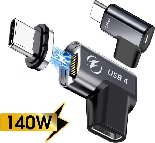 Main image of LUOM USB C Magnetic Adapter (2 Pack), USB4 Type C Right Angle Connector with PD 140W Charge and 20GbpsData Transfer, 8K 60Hz Video Compatible for MacBook Pro/Air iPad Pro and More USB C Devices