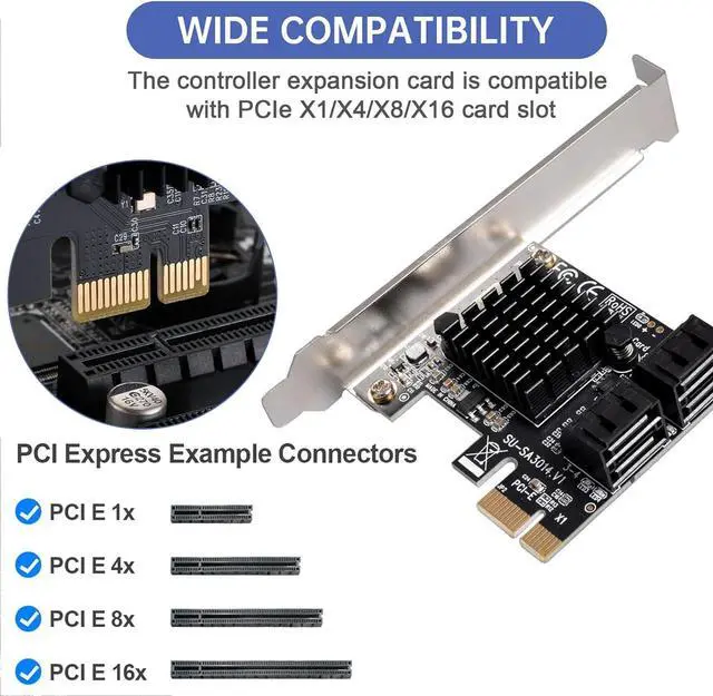 Alt view image 5 of 7 - LUOM PCIE 3.0 to 4-Ports 6Gbps SATA III Expansion Card for Desktop PCs, PCIE 3.0 SATA III Host Controller, Plug and Play on Windows OS, MAC OS, Linux System