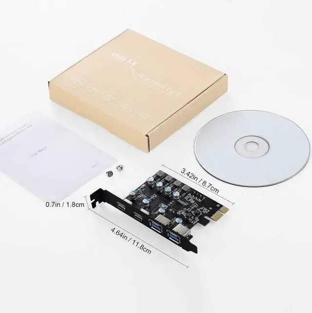 Alt view image 7 of 7 - LUOM PCIe to USB 3.2 Gen 1 Extension Card with 4 Ports 5 Gbps Bandwidth,No External Power Source Required (2X Type USB C - 2 USB A)