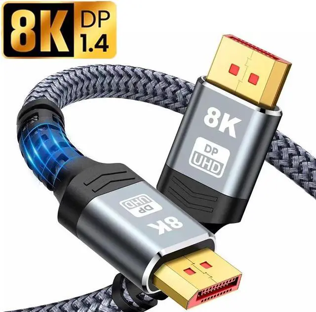 Main image of LUOM DisplayPort Cable 1.4 DP1.4 32.4Gbps Support 8K@60Hz 4K@120Hz HDR, HDCP, DSC 1.2a, Braided Display Port Cable Cord Compatible FreeSync G-Sync Video Card Monitor, 10FT