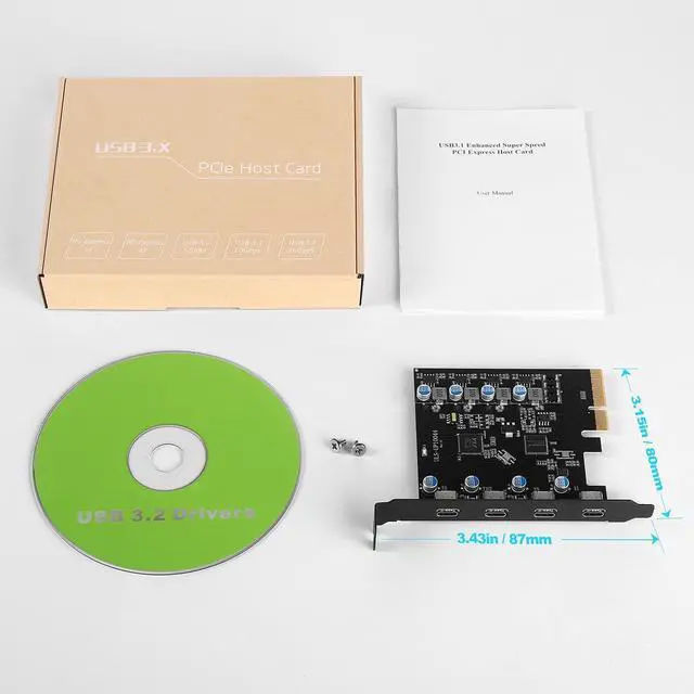 Alt view image 7 of 7 - LUOM 4 Ports PCI-E to USB 3.2 HUB PCI Express Expansion Card Adapter 10Gbps for Motherboard