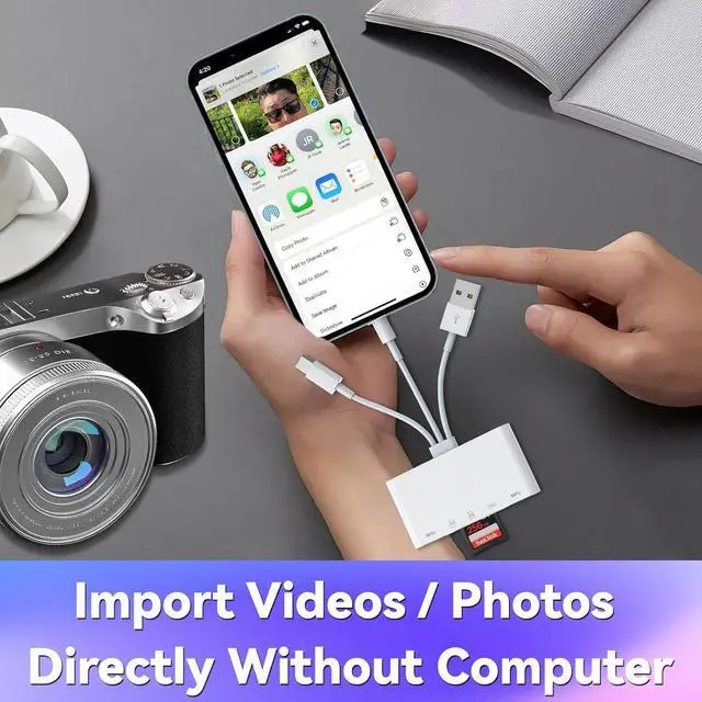 Alt view image 4 of 7 - LUOM USB to SD TF Memory Card Reader, 5-in-1 Type C Camera Adapter Compatible with iPhone/iPad/PC/Android/Camera/USB C & A Devices, Supports SD/Micro SD/SDHC/SDXC/MMC Plug and Play