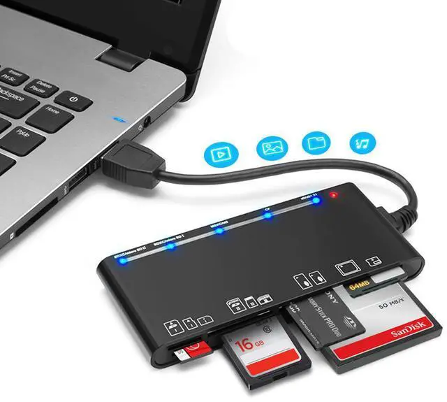 Main image of LUOM Multi SD Card Reader 7 in 1, USB 3.0 Memory Card Reader Adapter for SD SDXC SDHC TF Micro SD CF MS MMC Camera Memory Card XD Card Reader 5Gbps Read 5 Cards Simultaneously Plug and Play