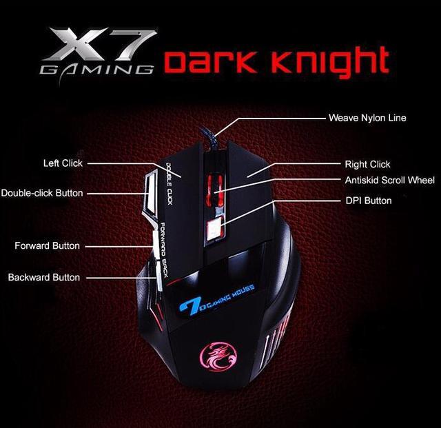 Alt view image 7 of 7 - ESTONE Professional Wired Gaming Mouse, X7 Gaming Mice 7 Button 5500 DPI LED Optical USB Gamer Computer Mouse Mice Cable Mouse  for Pro Game Notebook, Laptop, PC, Computer