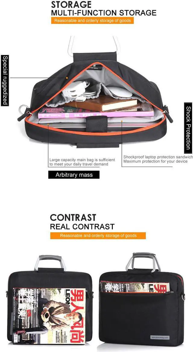 Alt view image 5 of 7 - Wellhouse 14 - 14.4 inch Notebook Case, Waterproof Business Carrying Bag Briefcase Laptop Sleeve Protection Cover Case for Men Women Student Business Laptop Computer Macbook HP SONY ASUS ACER (Gray)