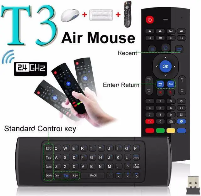 Alt view image 2 of 7 - LUOM Multifunction 2.4G Air Mouse Mini Wireless Keyboard & Infrared Remote Control & 3-Gyro + 3-Gsensor for Google Android TV/Box, IPTV, HTPC, Windows, MAC OS, PS3