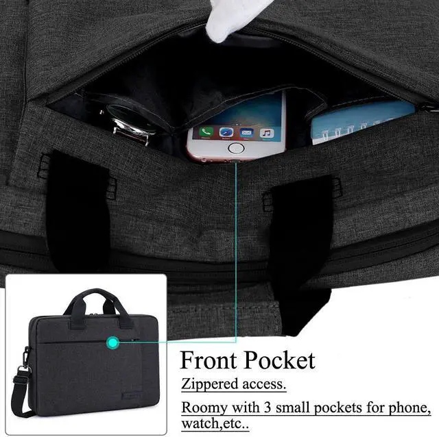Alt view image 4 of 7 - BRINCH Laptop Bag 13.3 Inch, Stylish Fabric Laptop Messenger Shoulder Bag Case Briefcase for 13 - 13.3 Inch Laptop / Notebook / MacBook / Ultrabook / Chromebook Computers (Black)
