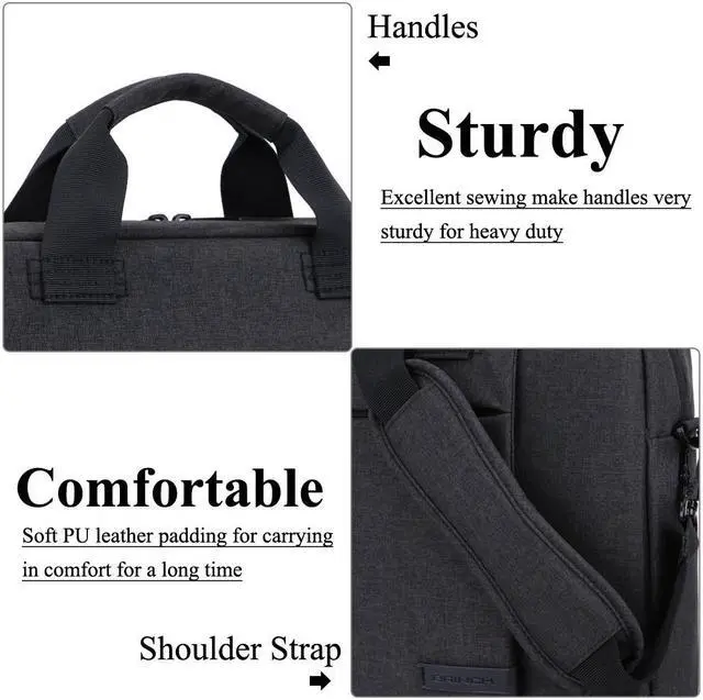 Alt view image 7 of 7 - BRINCH Laptop Bag 13.3 Inch, Stylish Fabric Laptop Messenger Shoulder Bag Case Briefcase for 13 - 13.3 Inch Laptop / Notebook / MacBook / Ultrabook / Chromebook Computers (Black)