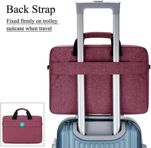 Alt view image 6 of 7 - BRINCH Laptop Bag 13.3 Inch, Stylish Fabric Laptop Messenger Shoulder Bag Case Briefcase for 13 - 13.3 Inch Laptop / Notebook / MacBook / Ultrabook / Chromebook Computers (Red)