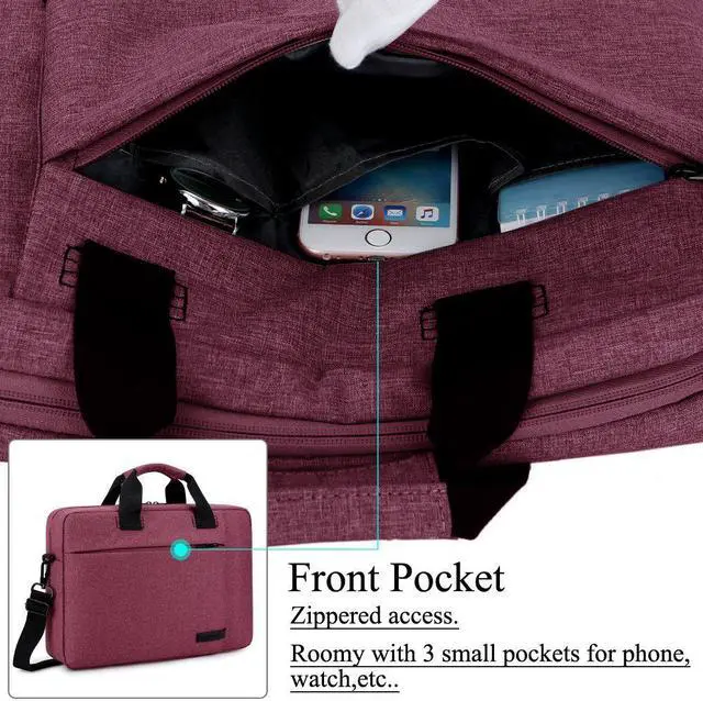 Alt view image 4 of 7 - BRINCH Laptop Bag 13.3 Inch, Stylish Fabric Laptop Messenger Shoulder Bag Case Briefcase for 13 - 13.3 Inch Laptop / Notebook / MacBook / Ultrabook / Chromebook Computers (Red)