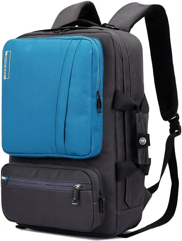 Main image of SOCKO 17.3 Inch Laptop Backpack with Side Handle and Shoulder Strap,Travel Bag Hiking Knapsack Rucksack College Student Shoulder Back Pack for Up to 17.3 Inches Laptop Notebook Computer, Gray + Blue