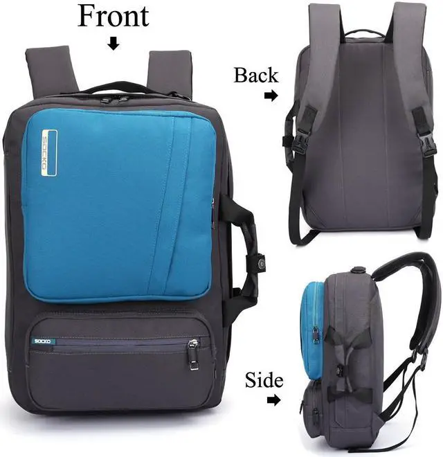 Alt view image 2 of 7 - SOCKO 17.3 Inch Laptop Backpack with Side Handle and Shoulder Strap,Travel Bag Hiking Knapsack Rucksack College Student Shoulder Back Pack for Up to 17.3 Inches Laptop Notebook Computer, Gray + Blue