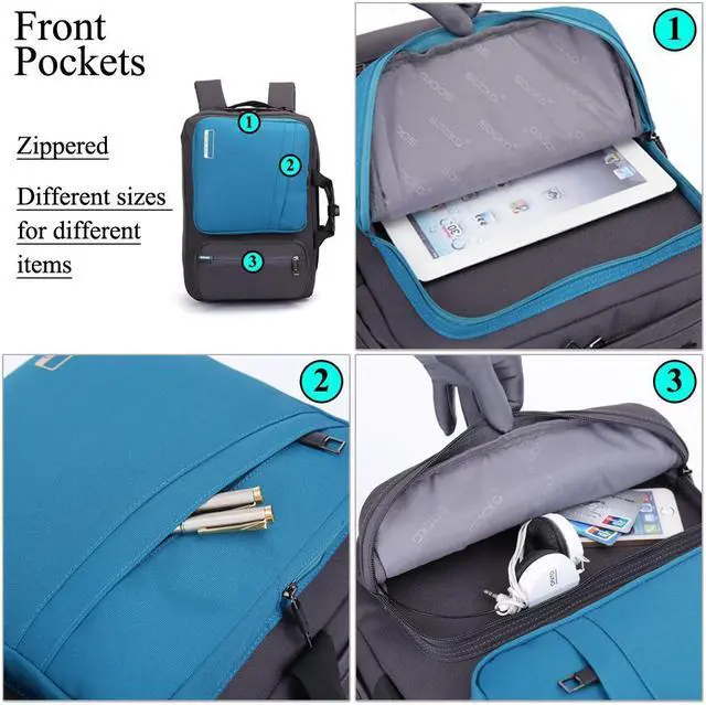 Alt view image 5 of 7 - SOCKO 17.3 Inch Laptop Backpack with Side Handle and Shoulder Strap,Travel Bag Hiking Knapsack Rucksack College Student Shoulder Back Pack for Up to 17.3 Inches Laptop Notebook Computer, Gray + Blue