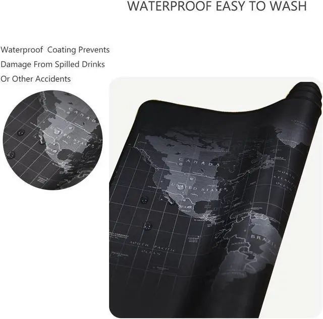 Alt view image 5 of 7 - LUOM Extended XXXL Gaming Mouse Pad - 35.4"x15.7"x0.08" Dimension - Portable with Extended XXXL Size - Non-slip Rubber Base - Special Treated Textured Weave with Precision Control (worldmap)