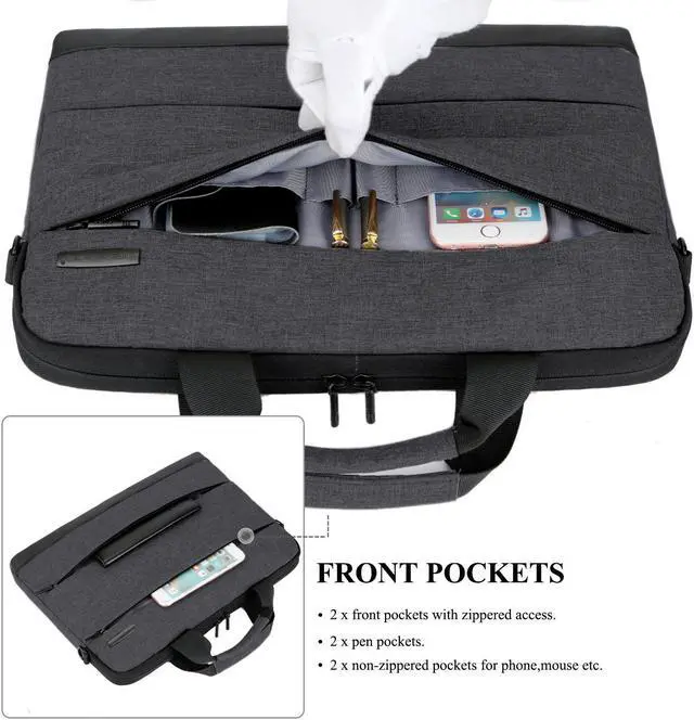 Alt view image 5 of 7 - BRINCH 13.3 Inch Laptop Shoulder Bag,Classic Lightweight Slim Portable Laptop Messenger Sleeve Case for Work / Travel,Fits 13 - 13.3 Inches Laptop / Notebook / MacBook / Ultrabook Computer,Black