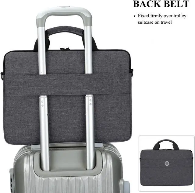 Alt view image 6 of 7 - BRINCH 13.3 Inch Laptop Shoulder Bag,Classic Lightweight Slim Portable Laptop Messenger Sleeve Case for Work / Travel,Fits 13 - 13.3 Inches Laptop / Notebook / MacBook / Ultrabook Computer,Black