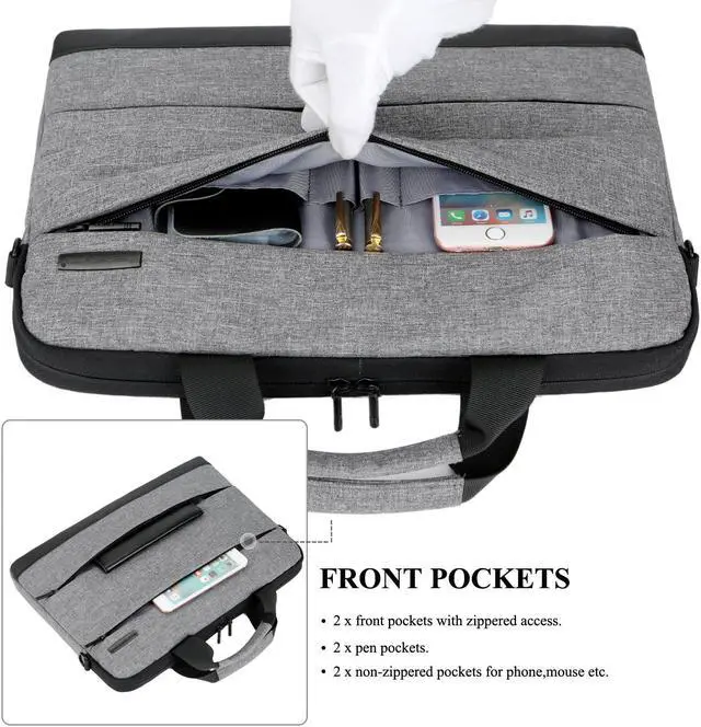 Alt view image 5 of 7 - BRINCH 13.3 Inch Laptop Shoulder Bag,Classic Lightweight Slim Portable Laptop Messenger Sleeve Case for Work / Travel,Fits 13 - 13.3 Inches Laptop / Notebook / MacBook / Ultrabook Computer,Gray