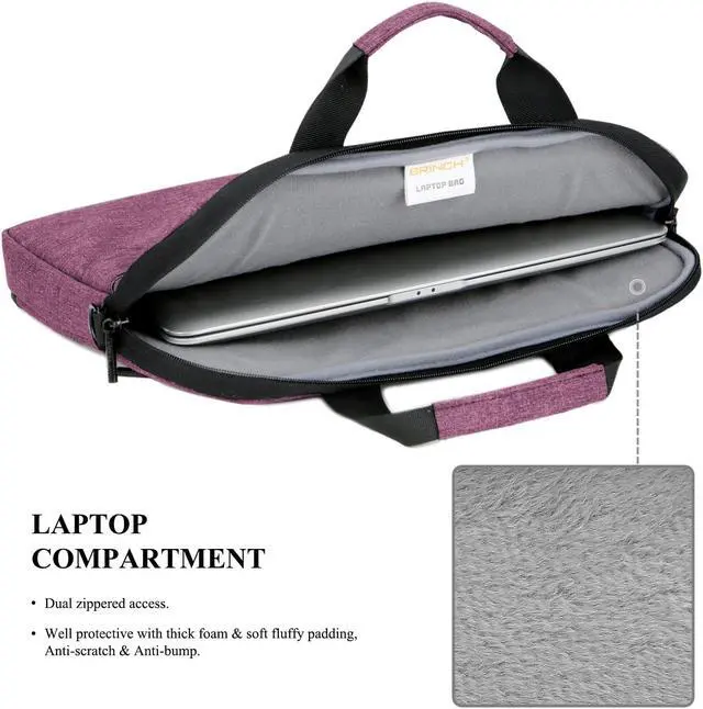 Alt view image 4 of 8 - BRINCH 13.3 Inch Laptop Shoulder Bag,Classic Lightweight Slim Portable Laptop Messenger Sleeve Case for Work / Travel,Fits 13 - 13.3 Inches Laptop / Notebook / MacBook / Ultrabook Computer,Purple