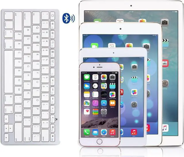 Alt view image 4 of 7 - LUOMs Bluetooth Ultra-Slim Keyboard for Apple iPad Air 3/2/1, 2017 New iPad Pro 9.7 12.9, iPad Mini 4/3/2/1, iPad 4/ 3/ 2, iPhone 6/6S, iPhone 6 plus and other Bluetooth Enabled Devices