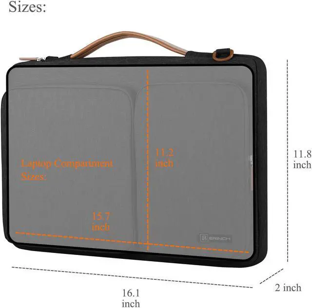 Alt view image 2 of 7 - BRINCH 13.3 Inch Laptop Bag w/ Luggage Strap,Mens / Womens Water Resistant Shoulder Messenger Bag 360° Protective Laptop Sleeve Case Purse for 13- 13.3 Inch Laptop MacBook Chromebook Computers, Black
