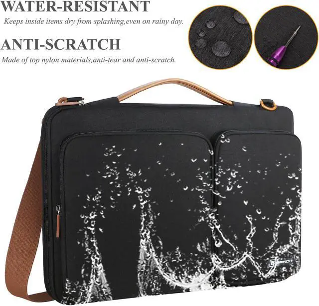 Alt view image 6 of 7 - BRINCH 13.3 Inch Laptop Bag w/ Luggage Strap,Mens / Womens Water Resistant Shoulder Messenger Bag 360° Protective Laptop Sleeve Case Purse for 13- 13.3 Inch Laptop MacBook Chromebook Computers, Black