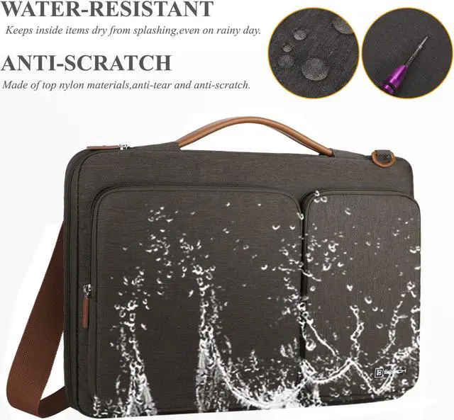 Alt view image 6 of 8 - BRINCH 13.3 Inch Laptop Bag w/ Luggage Strap,Mens / Womens Water Resistant Shoulder Messenger Bag 360° Protective Laptop Sleeve Case Purse for 13- 13.3 Inch Laptop MacBook Chromebook Computers, Brown