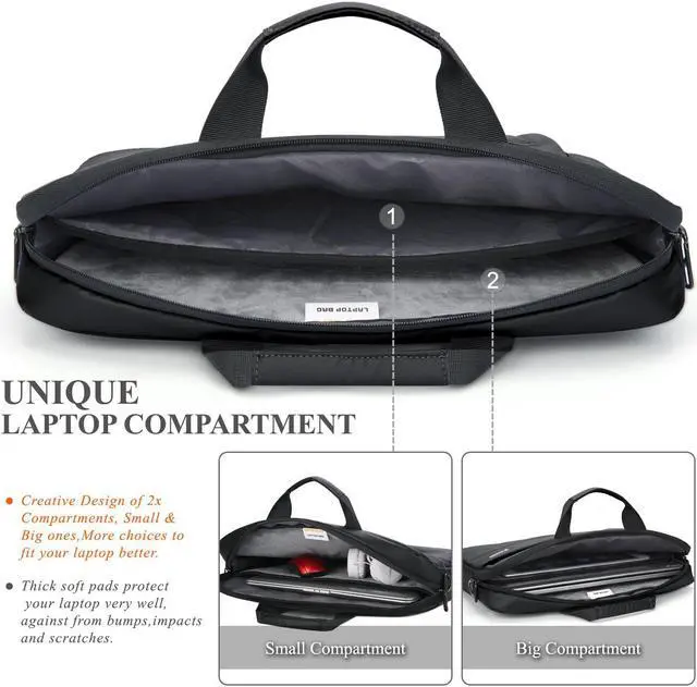 Alt view image 5 of 8 - BRINCH Laptop Messenger Bag 13.3 Inch,Waterproof Easy Clean Durable Business Laptop Bag Shoulder Bag Work Briefcase Sleeve Case Handbag for Men / Women,Fits 13 - 13.3" Laptop / NoteBook Computer,Black