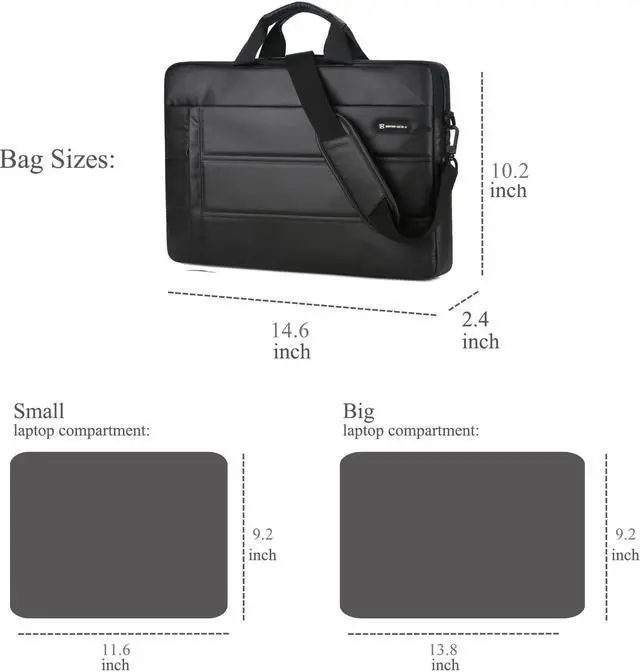 Alt view image 3 of 8 - BRINCH Laptop Messenger Bag 13.3 Inch,Waterproof Easy Clean Durable Business Laptop Bag Shoulder Bag Work Briefcase Sleeve Case Handbag for Men / Women,Fits 13 - 13.3" Laptop / NoteBook Computer,Black