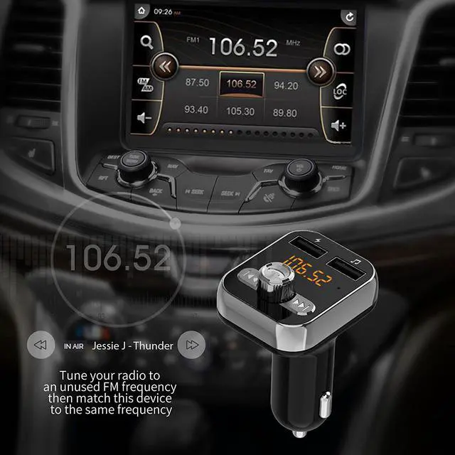Alt view image 7 of 7 - Novsight Bluetooth FM Transmitter,  Bluetooth Car Adapter, Wireless in-car Bluetooth Receiver MP3 Player Stereo Radio Adapter car kit, Dual USB Interface and iPhone Speakerphone Samsung Smartphone