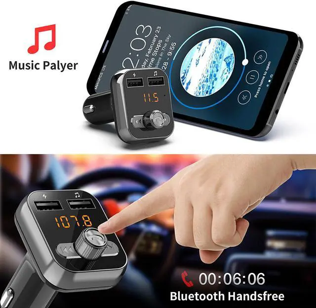 Alt view image 5 of 7 - Novsight Bluetooth FM Transmitter,  Bluetooth Car Adapter, Wireless in-car Bluetooth Receiver MP3 Player Stereo Radio Adapter car kit, Dual USB Interface and iPhone Speakerphone Samsung Smartphone