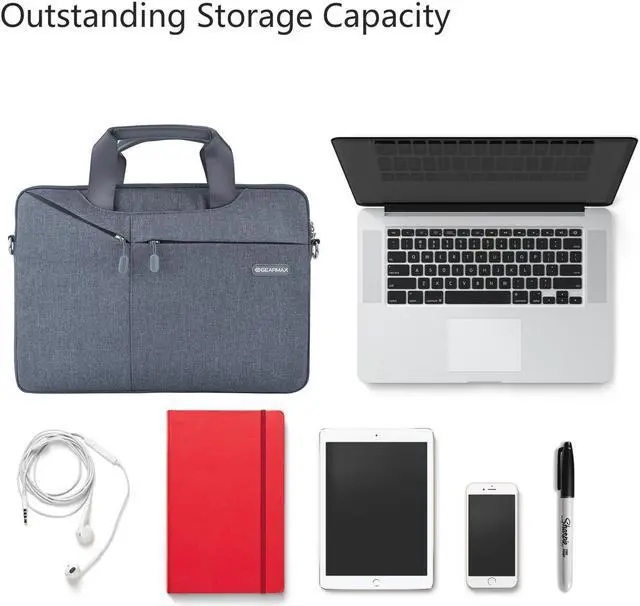 Alt view image 5 of 7 - WIWU 13.3 Inch Laptop Bag,Business Office Bag for Men Women,Stylish Nylon Multi-Functional Shoulder Messenger Bag for Notebook/Computer/Tablet/MacBook/Acer/HP/Dell/Lenovo -Gray