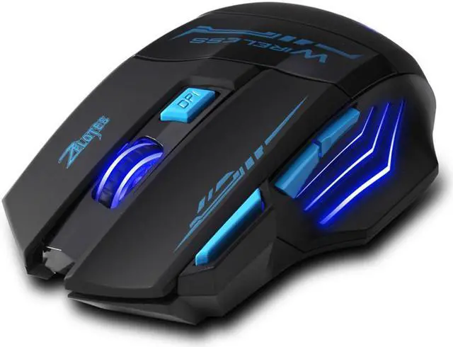 Alt view image 6 of 7 - Zelotes F14 Professional Blue LED 2400 DPI 9 Buttons USB 2.4G Optical Wireless Gaming Mouse Mice for gamer(Black)