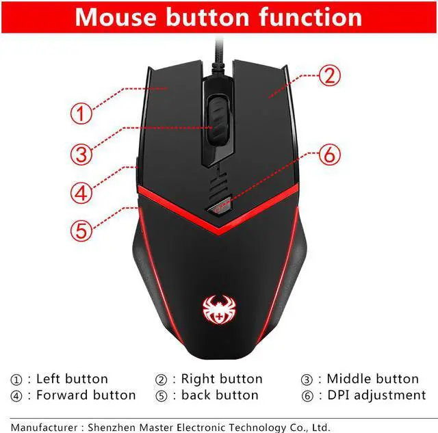 Alt view image 5 of 7 - Zelotes Wired Gaming Mouse, 6 Buttons Programmable, Breathing Light, 3200 DPI,  Weight Tuning Set , Ergonomics for PC,Computer Gamer Mice,Windows 7/8/2000/ME/XP/x64/Vist/Mac OS X for Both Hands- Black