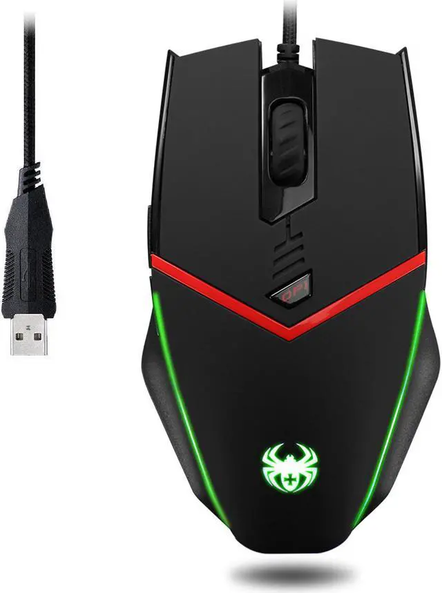 Main image of Zelotes Wired Gaming Mouse, 6 Buttons Programmable, Breathing Light, 3200 DPI,  Weight Tuning Set , Ergonomics for PC,Computer Gamer Mice,Windows 7/8/2000/ME/XP/x64/Vist/Mac OS X for Both Hands- Black