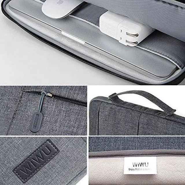 Alt view image 3 of 7 - WIWU 12.1" Business Laptop Sleeve Case with Handles Pockets for MacBook Pro Retina,Protective Computer Case Hand Bag 11-12 Inch for ASUS Acer Lenovo Dell HP Toshiba Chromebook Ultrabook Notebook,Gray