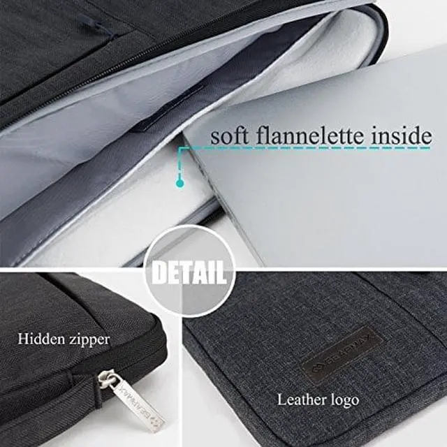 Alt view image 6 of 7 - WIWU 12.1" Business Laptop Sleeve Case with Handles Pockets for MacBook Pro Retina,Protective Computer Case Hand Bag 11-12 Inch for ASUS Acer Lenovo Dell HP Toshiba Chromebook Ultrabook Notebook,Black